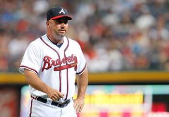 ATLANTA, GA - JUNE 01:  Fredi Gonzalez #33 of the Atlanta Braves against the San Diego Padres at Turner Field on June 1, 2011 in Atlanta, Georgia.  (Photo by Kevin C. Cox/Getty Images)