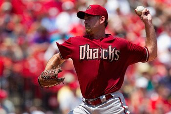 ST. LOUIS, MO - JULY 10: Starter Zach Duke #19 of the Arizona Diamondbacks pitches against the St. Louis Cardinals at Busch Stadium on July 10, 2011 in St. Louis, Missouri.  The Cardinals beat the Diamondbacks 4-2.  (Photo by Dilip Vishwanat/Getty Images)