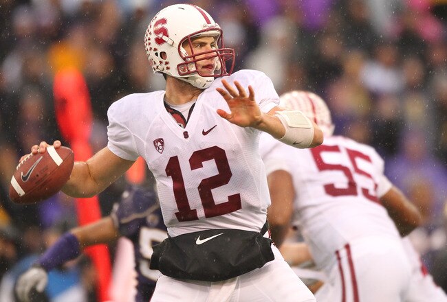 SEATTLE - OCTOBER 30:  Quarterback Andrew Luck #12 of the Stanford Cardinal passes against the Washington Huskies on October 30, 2010 at Husky Stadium in Seattle, Washington. Stanford won 41-0. (Photo by Otto Greule Jr/Getty Images)