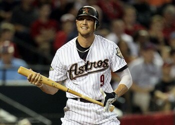 PHOENIX, AZ - JULY 12:  National League All-Star Hunter Pence #9 of the Houston Astros reacts during the 82nd MLB All-Star Game at Chase Field on July 12, 2011 in Phoenix, Arizona.  (Photo by Jeff Gross/Getty Images)