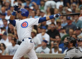 CHICAGO, IL - JULY 01: Aramis Ramirez #16 of the Chicago Cubs hits the ball against the Chicago White Sox at Wrigley Field on July 1, 2011 in Chicago, Illinois. The White Sox defeated the Cubs 6-4. (Photo by Jonathan Daniel/Getty Images)