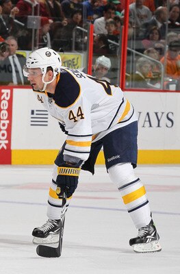 PHILADELPHIA - MARCH 05:  Andrej Sekera #44 of the Buffalo Sabres in action against The Philadelphia Flyers during their game on March 5, 2011 at The Wells Fargo Center in Philadelphia, Pennsylvania.  (Photo by Al Bello/Getty Images)
