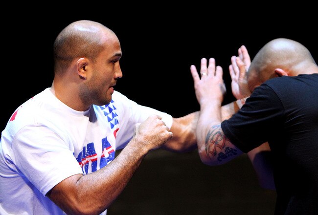 SYDNEY, AUSTRALIA - FEBRUARY 22:  BJ Penn spas during an Open Workout ahead of UFC Sydney 127 at Star City on February 22, 2011 in Sydney, Australia.  (Photo by Mark Nolan/Getty Images)