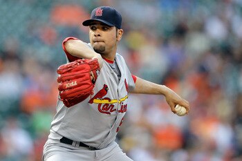 BALTIMORE, MD - JUNE 30:  Starting pitcher Jaime Garcia #54 of the St. Louis Cardinals delivers to a Baltimore Orioles batter during the first inning at Oriole Park at Camden Yards on June 30, 2011 in Baltimore, Maryland.  (Photo by Rob Carr/Getty Images)