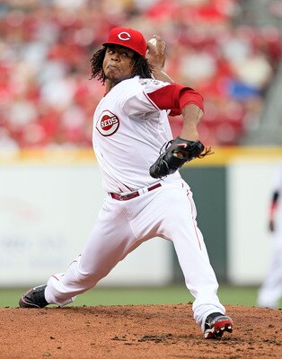CINCINNATI - JULY 17:  Edinson Volquez #36 of the Cincinnati Reds throws a pitch during the game against the Colorado Rockies at Great American Ball Park on July 17, 2010 in Cincinnati, Ohio.  (Photo by Andy Lyons/Getty Images)