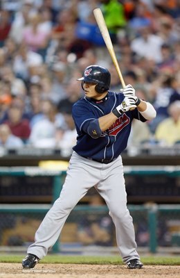 DETRIOT - JULY 8: Shin-Soo Choo #17 of the Cleveland Indians stands ready at bat against the Detroit Tigers on July 8, 2008 at Comerica Park in Detroit, Michigan. (Photo by: Gregory Shamus/Getty Images)