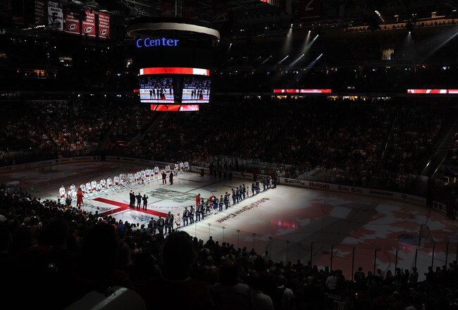 RALEIGH, NC - JANUARY 30:  The Canadian Tenors perform the Canadian National Anthem prior to the start of the 58th NHL All-Star Game at RBC Center on January 30, 2011 in Raleigh, North Carolina.  (Photo by Harry How/Getty Images)