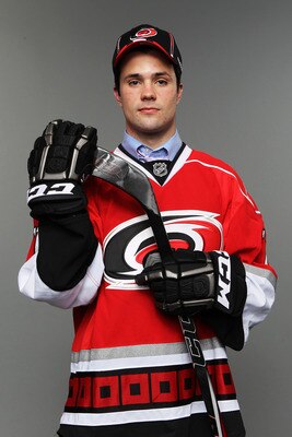 ST PAUL, MN - JUNE 24:  12th overall pick Ryan Murphy by the Carolina Hurricanes poses for a portrait during day one of the 2011 NHL Entry Draft at Xcel Energy Center on June 24, 2011 in St Paul, Minnesota.  (Photo by Nick Laham/Getty Images)