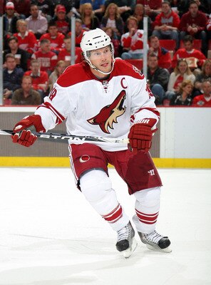DETROIT, MI- APRIL 13:  Shane Doan #19 of the Phoenix Coyotes skates against the Detroit Red Wings in Game One of the Western Conference Quarterfinals during the 2011 NHL Stanley Cup Playoffs at Joe Louis Arena on April 13, 2011 in Detroit, Michigan.(Phot