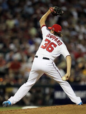 PHOENIX, AZ - JULY 12:  National League All-Star Tyler Clippard #36 of the Washington Nationals throws a pitch during the 82nd MLB All-Star Game at Chase Field on July 12, 2011 in Phoenix, Arizona.  (Photo by Jeff Gross/Getty Images)