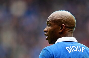 GLASGOW, SCOTLAND - FEBRUARY 20:  El - Hadji Diouf of Rangers looks on during the Clydesdale Bank Premier League match between Celtic and Rangers at Celtic Park on February 20, 2011 in Glasgow, Scotland.  (Photo by Jeff J Mitchell/Getty Images)