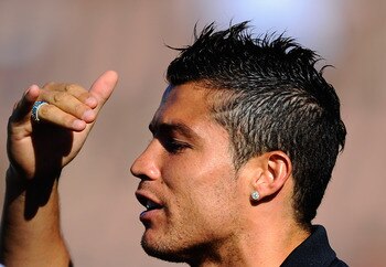 LOS ANGELES, CA - JULY 16:  Cristiano Ronaldo #7 of Real Madrid arrives for the Herbalife World Challenge 2011 friendly soccer game against Los Angeles Galaxy at Los Angeles Memorial Coliseum on July 16, 2011 in Los Angeles, California.  (Photo by Kevork