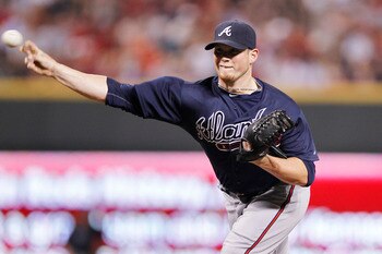 CINCINNATI, OH - JULY 22: Craig Kimbrel #46 of the Atlanta Braves pitches the ninth inning against the Cincinnati Reds at Great American Ball Park on July 22, 2011 in Cincinnati, Ohio. The Braves won 6-4. (Photo by Joe Robbins/Getty Images)
