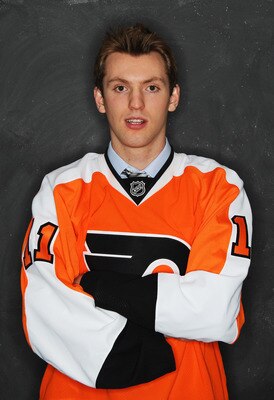 ST PAUL, MN - JUNE 24:  Eighth overall pick Sean Couturier by the Philadelphia Flyers poses for a photo portrait during day one of the 2011 NHL Entry Draft at Xcel Energy Center on June 24, 2011 in St Paul, Minnesota.  (Photo by Nick Laham/Getty Images)