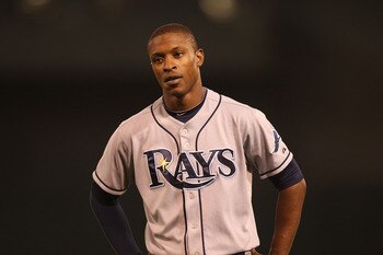 OAKLAND, CA - JULY 25:  B.J. Upton #2 of the Tampa Bay Rays looks on against the Oakland Athletics at Oakland-Alameda County Coliseum on July 25, 2011 in Oakland, California.  (Photo by Jed Jacobsohn/Getty Images)