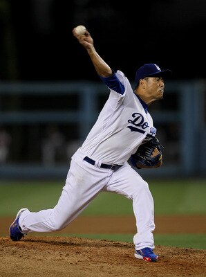 LOS ANGELES, CA - JULY 22:  Hiroki Kuroda #18 of the Los Angeles Dodgers throws a pitch against the Washington Nationals on July 22, 2011 at Dodger Stadium in Los Angeles, California.  (Photo by Stephen Dunn/Getty Images)