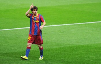 LONDON, ENGLAND - MAY 28:  Lionel Messi of FC Barcelona gestures during the UEFA Champions League final between FC Barcelona and Manchester United FC at Wembley Stadium on May 28, 2011 in London, England.  (Photo by Michael Regan/Getty Images)
