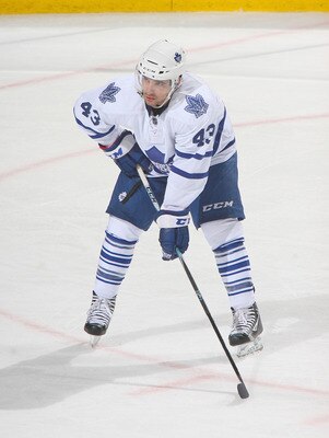 BUFFALO, NY - NOVEMBER 26:  Nazem Kadri #43 of the Toronto Maple Leafs skates against the Buffalo Sabres at HSBC Arena on November 26, 2010 in Buffalo, New York. Buffalo won 3-1.  (Photo by Rick Stewart/Getty Images)