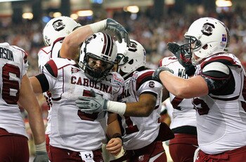ATLANTA, GA - DECEMBER 31:  Stephen Garcia #5 of the South Carolina Gamecocks against the Florida State Seminoles during the 2010 Chick-fil-A Bowl at Georgia Dome on December 31, 2010 in Atlanta, Georgia.  (Photo by Kevin C. Cox/Getty Images)