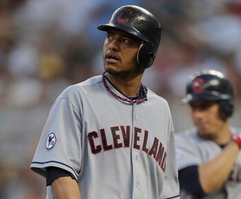 MINNEAPOLIS, MN - JULY 19: Orlando Cabrera #20 of the Cleveland Indians reacts to popping out with the bases loaded against the Minnesota Twins in the fifth inning on July 19, 2011 at Target Field in Minneapolis, Minnesota. (Photo by Hannah Foslien/Getty