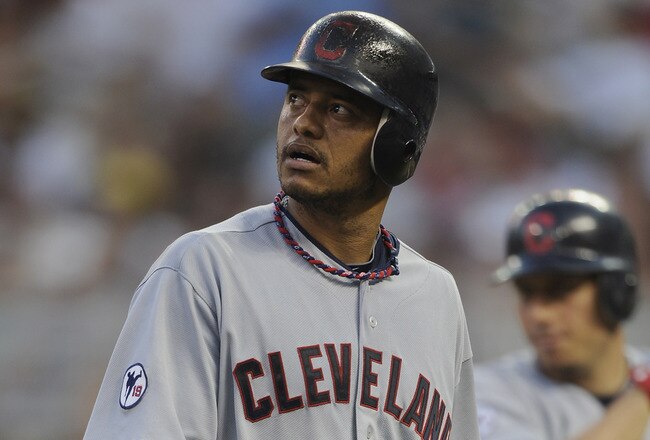 MINNEAPOLIS, MN - JULY 19: Orlando Cabrera #20 of the Cleveland Indians reacts to popping out with the bases loaded against the Minnesota Twins in the fifth inning on July 19, 2011 at Target Field in Minneapolis, Minnesota. (Photo by Hannah Foslien/Getty