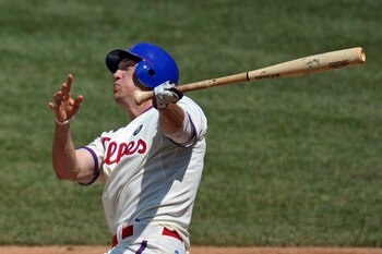 PHILADELPHIA, PA - JULY 31: Hunter Pence #3 of the Philadelphia Phillies follows through on a swing during the game against the Pittsburgh Pirates at Citizens Bank Park on July 31, 2011 in Philadelphia, Pennsylvania. (Photo by Drew Hallowell/Getty Images)