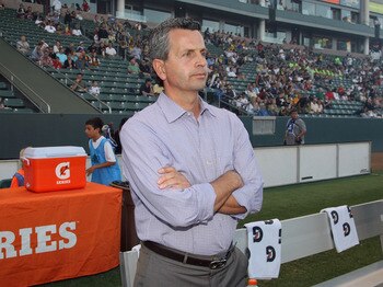CARSON, CA - JULY 09:  Head Coach Frank Klopas of the Chicago Fire looks on prior to the MLS match against the Los Angeles Galaxy at The Home Depot Center on July 9, 2011 in Carson, California. The Galaxy defeated the Fire 2-1.  (Photo by Victor Decolongo