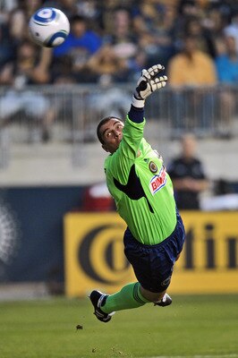 CHESTER, PA- JULY 29: Faryd Mondragon #1 of the Philadelphia Union cannot make the goal of the game against the Colorado Rapids at PPL Park on July 29, 2011 in Chester, Pennsylvania. (Photo by Drew Hallowell/Getty Images)