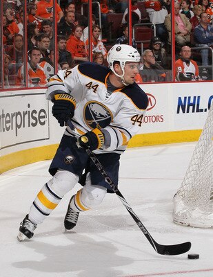 PHILADELPHIA - MARCH 05:  Andrej Sekera #44 of the Buffalo Sabres in action against The Philadelphia Flyers during their game on March 5, 2011 at The Wells Fargo Center in Philadelphia, Pennsylvania.  (Photo by Al Bello/Getty Images)