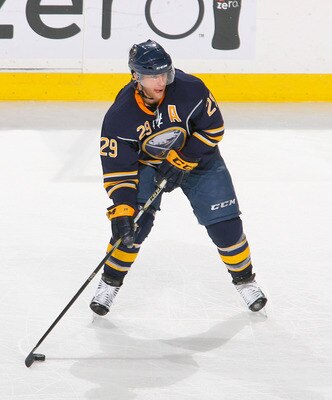 BUFFALO, NY - MARCH 20: Jason Pominville #29 of the Buffalo Sabres skates against the Nashville Predators at HSBC Arena on March 20, 2011 in Buffalo, New York. Nashville won 4-3 in overtime.  (Photo by Rick Stewart/Getty Images)
