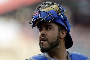 WASHINGTON, DC - JULY 07: Catcher Geovany Soto #18 of the Chicago Cubs before the start of the Cubs game against the Washington Nationals at Nationals Park on July 7, 2011 in Washington, DC. (Photo by Rob Carr/Getty Images)