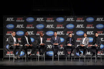 (From Left to Right: Cain Velasquez, Jon Jones, Anderson Silva, Georges St-Pierre, Frankie Edgar, Jose Aldo, Dominick Cruz)