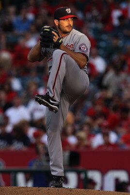 ANAHEIM, CA - JUNE 28:  Jason Marquis #21 of the Washington Nationals pitches against the Los Angeles Angels of Anaheim at Angel Stadium of Anaheim on June 28, 2011 in Anaheim, California.  (Photo by Jeff Gross/Getty Images)