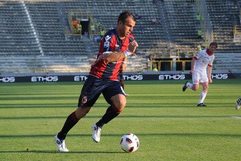 BOLOGNA, ITALY - MAY 22: Riccardo Meggiorini of Bologna in action during the Serie A match between Bologna FC and AS Bari at Stadio Renato Dall'Ara on May 22, 2011 in Bologna, Italy.  (Photo by Gabriele Guerra / Iguana Press/Getty Images)