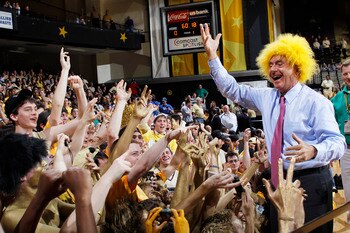 NASHVILLE, TN - FEBRUARY 20: ESPN basketball analyst Dick Vitale greets fans prior to the game between the Kentucky Wildcats and the Vanderbilt Commodores at Memorial Gymnasium on February 20, 2010 in Nashville, Tennessee. (Photo by Joe Robbins/Getty Imag