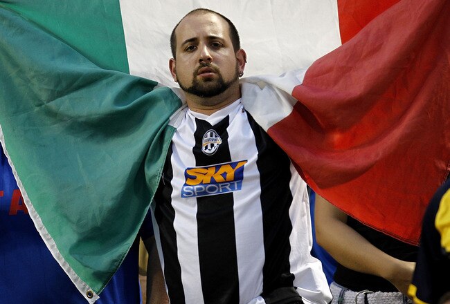 NEW YORK - JULY 26:  A fan of Juventus FC shows his support during an exhibition match against Club America on July 26, 2011 at Citi Field in the Flushing neighborhood of the Queens borough of New York City.  (Photo by Jeff Zelevansky/Getty Images)