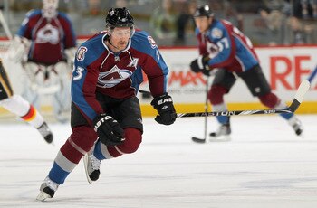 DENVER - NOVEMBER 09:  Milan Hejduk #23 of the Colorado Avalanche skates against the Calgary Flames at the Pepsi Center on November 9, 2010 in Denver, Colorado. The Flames defeated the Avalanche 4-2.  (Photo by Doug Pensinger/Getty Images)