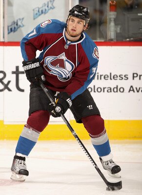 DENVER - NOVEMBER 09:  Ryan O'Reilly #37 of the Colorado Avalanche warms up prior to facing the Calgary Flames at Pepsi Center on November 9, 2010 in Denver, Colorado. The Flames defeated the Avalanche 4-2.  (Photo by Doug Pensinger/Getty Images)