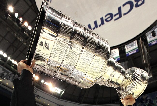 VANCOUVER, BC - JUNE 15:  Nathan Horton #18 of the Boston Bruins celebrates with the Stanley Cup after defeating the Vancouver Canucks in Game Seven of the 2011 NHL Stanley Cup Final at Rogers Arena on June 15, 2011 in Vancouver, British Columbia, Canada.