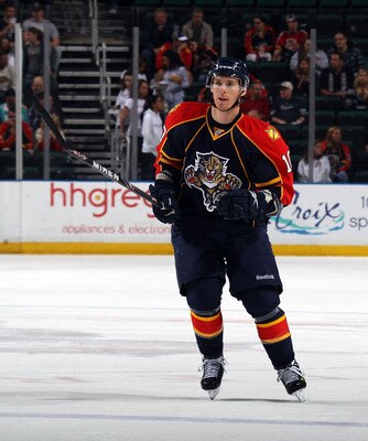 SUNRISE, FL - MARCH 10: David Booth #10 of the Florida Panthers skates against the Ottawa Senators at the BankAtlantic Center on March 10, 2011 in Sunrise, Florida.  (Photo by Bruce Bennett/Getty Images)