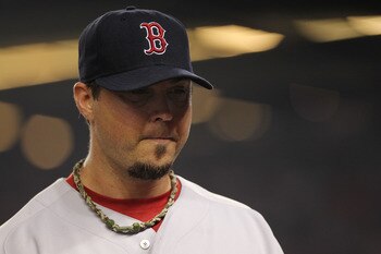 NEW YORK, NY - JUNE 09:  Josh Beckett #19 of the Boston Red Sox walks to the dugout against the New York Yankees on June 9, 2011 at Yankee Stadium in the Bronx borough of New York City.  (Photo by Nick Laham/Getty Images)