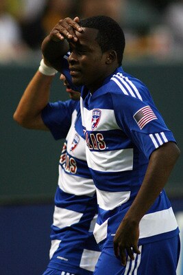 CARSON, CA - AUGUST 06:  Marvin Chavez #18 of FC Dallas salutes after his goal against the Los Angeles Galaxy at The Home Depot Center on August 6, 2011 in Carson, California.  (Photo by Jeff Golden/Getty Images)