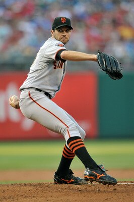 PHILADELPHIA, PA - JULY 26: Starting pitcher Barry Zito #75 of the San Francisco Giants delivers a pitch during the game against the Philadelphia Phillies at Citizens Bank Park on July 26, 2011 in Philadelphia, Pennsylvania. (Photo by Drew Hallowell/Getty