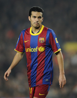 BARCELONA, SPAIN - JANUARY 16:  Pedro Rodriguez of FC Barcelona looks on during the La Liga match between FC Barcelona and Malaga at Nou Camp on January 16, 2011 in Barcelona, Spain. Barcelona won 4-1.  (Photo by David Ramos/Getty Images)