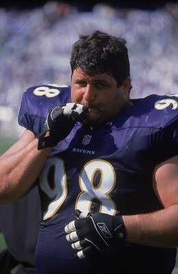 9 Sep 2001:  Tony Siragusa #98# of the Baltimore Ravens looks on during the game against the Chicago Bears at PSINET Stadium in Baltimore, Maryland. The Ravens defeated the Bears 17-6.Mandatory Credit: Doug Pensinger  /Allsport