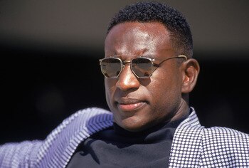 SAN FRANCISCO - SEPTEMBER 19:  Running back Eric Dickerson of the Atlanta Falcons sits out this game against the San Francisco 49ers at Candlestick Park on September 19, 1993 in San Francisco, California.  The 49ers won 37-30.  (Photo by George Rose/Getty