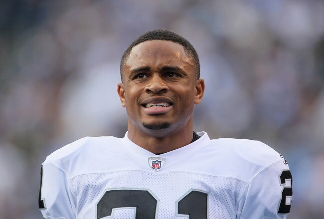 SAN DIEGO - DECEMBER 05:  Nnamdi Asomugha #21 the Oakland Raiders looks on from the sideline against the San Diego Chargers at Qualcomm Stadium on December 5, 2010 in San Diego, California. The Raiders defeated the Chargers 28-13.  (Photo by Jeff Gross/Ge