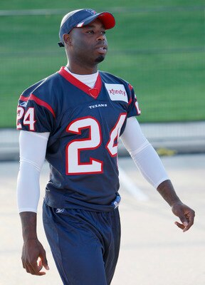 HOUSTON, TX - AUGUST 01:  Cornerback Johnathan Joseph #24 of the Houston Texans  arrives for practice on the first day of training camp at Reliant Park on August 1, 2011 in Houston, Texas.  (Photo by Bob Levey/Getty Images)
