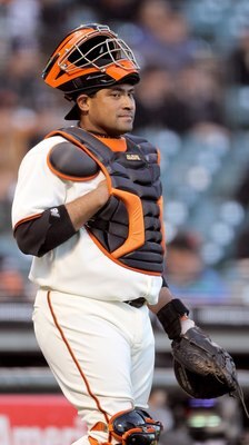 SAN FRANCISCO - APRIL 12:  Bengie Molina #1 of the San Francisco Giants waits to take the field before their game against the Pittsburgh Pirates at AT&T Park on April 12, 2010 in San Francisco, California.  (Photo by Ezra Shaw/Getty Images)