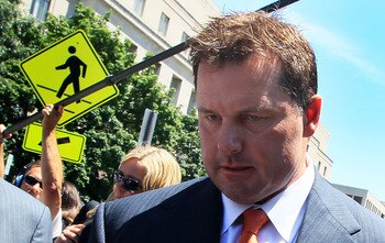 WASHINGTON, DC - JULY 14:  Former Major League Baseball pitcher Roger Clemens leaves the U.S. District Court after the judge declared a mistrial, on July 14, 2011 in Washington, DC. The judge presiding over Clemens' perjury trial declared a mistrial over 